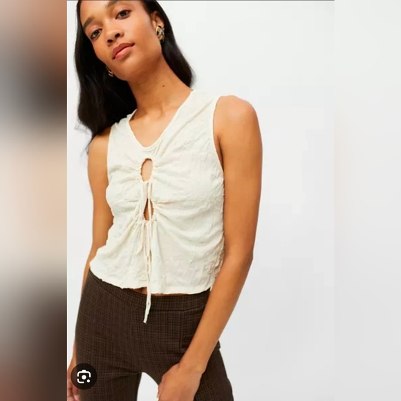 Urban Outfitters Anita Tie-Front Top in Ivory - Picture 1 of 6